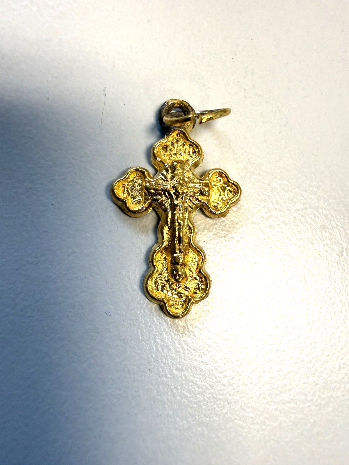 VINTAGE GREEK, SLAVIC ORTHODOX  GOLD PLATED CROSS  PEDANT