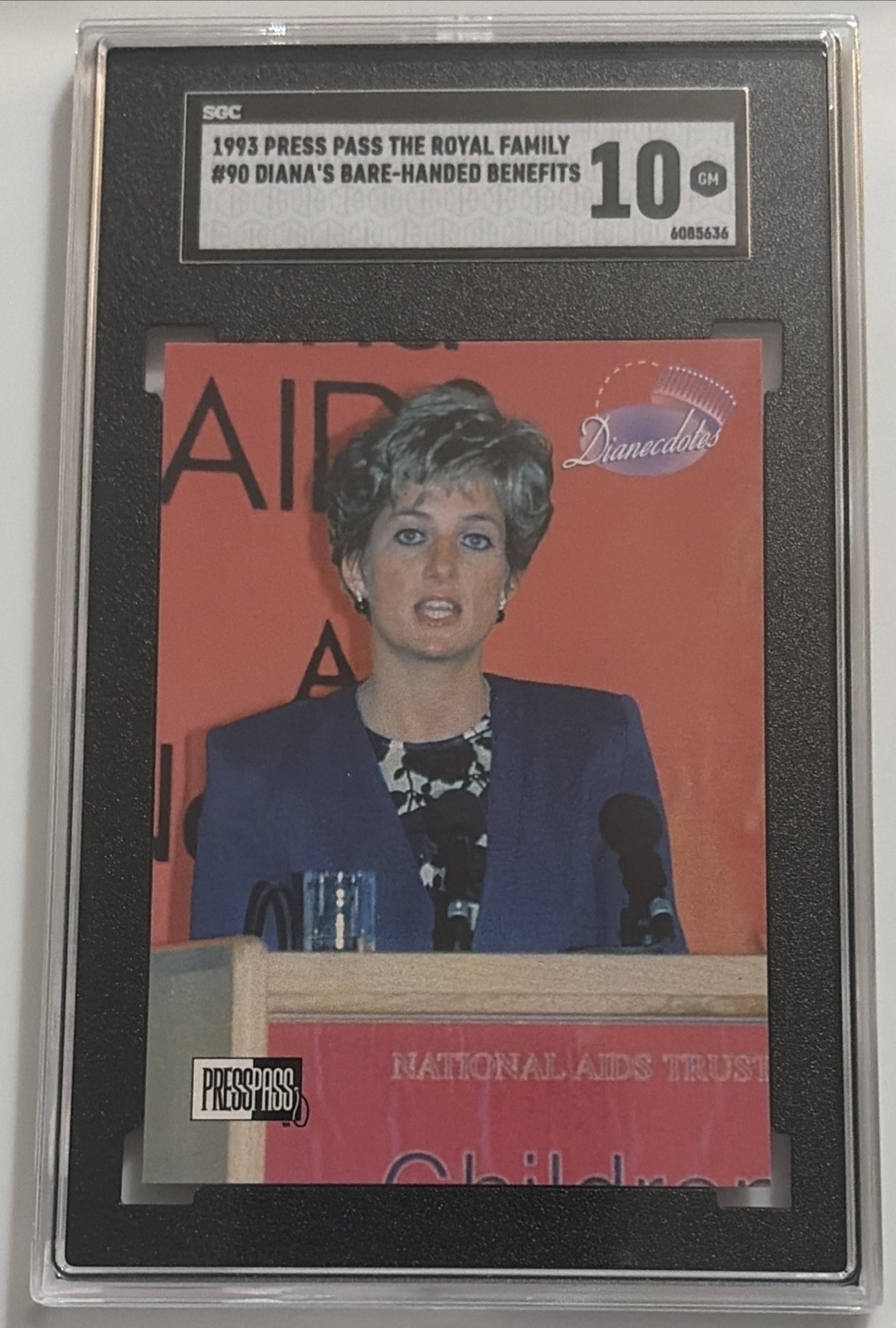 SGC 1993 Press Pass The Royal Family Princess Diana Dianacdotes Card #90 (GM 10) SGC 1993 Press Pass The Royal Family Princess Diana Dianacdotes Card #90 (GM 10)