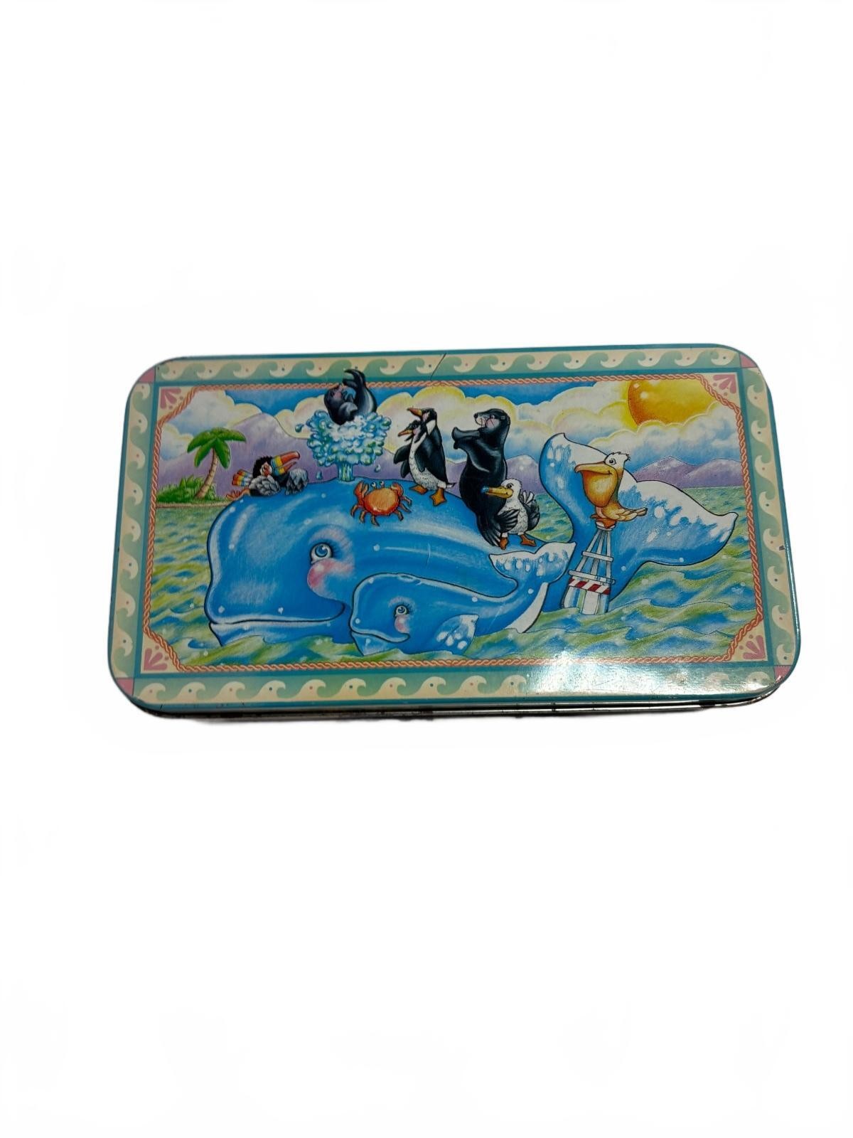 Vintage Save The Whales Ocean Animals Metal Tin Whale Penguin Pelican Nautical Vintage Save The Whales Ocean Animals Metal Tin Whale Penguin Pelican Nautical