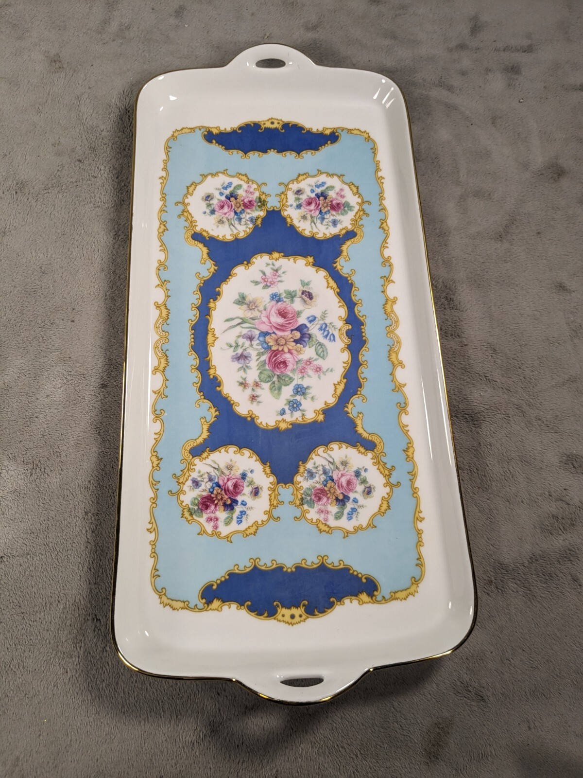 Otco Italy Marked Porcelain Presentation Long Tray Plate With Floral Pattern 14 Otco Italy Marked Porcelain Presentation Long Tray Plate With Floral Pattern 14