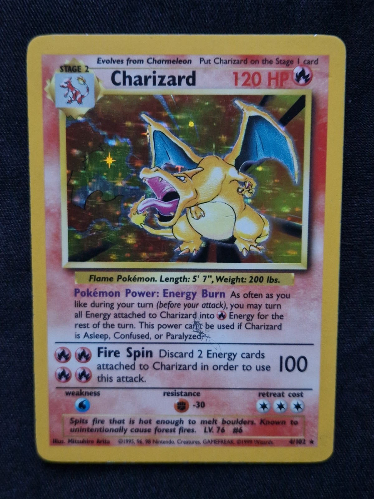 Charizard Base Set Holo Pokémon Card - Rare Vintage 1999