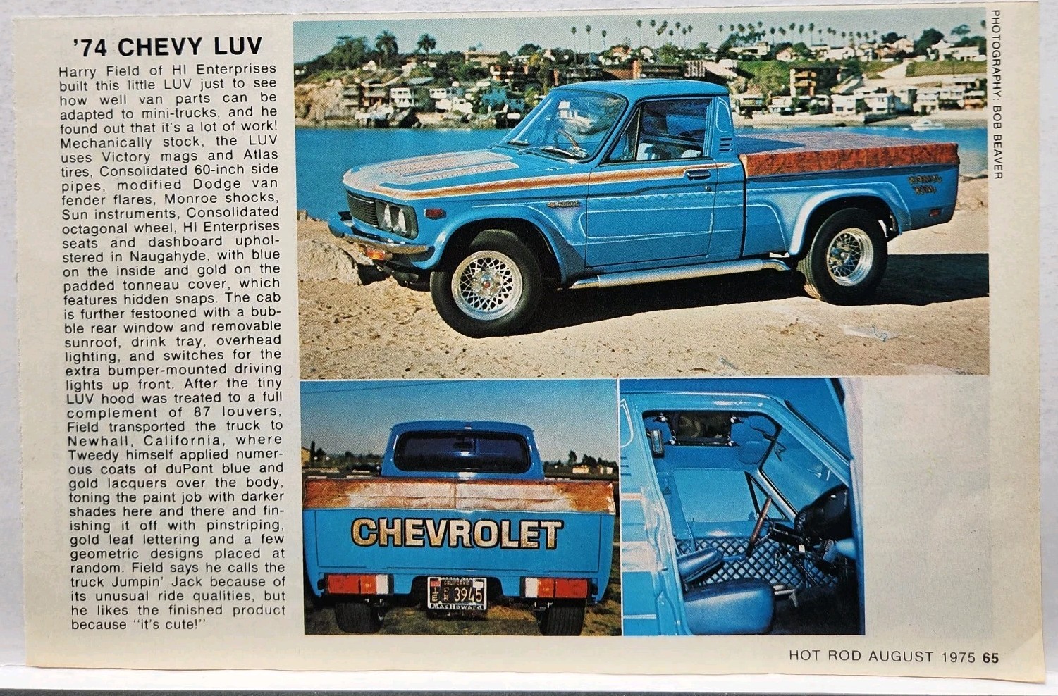 1974 Chevrolet Luv Pickup Chevy Custom Original Print Ad Hot Rod Magazine 70s