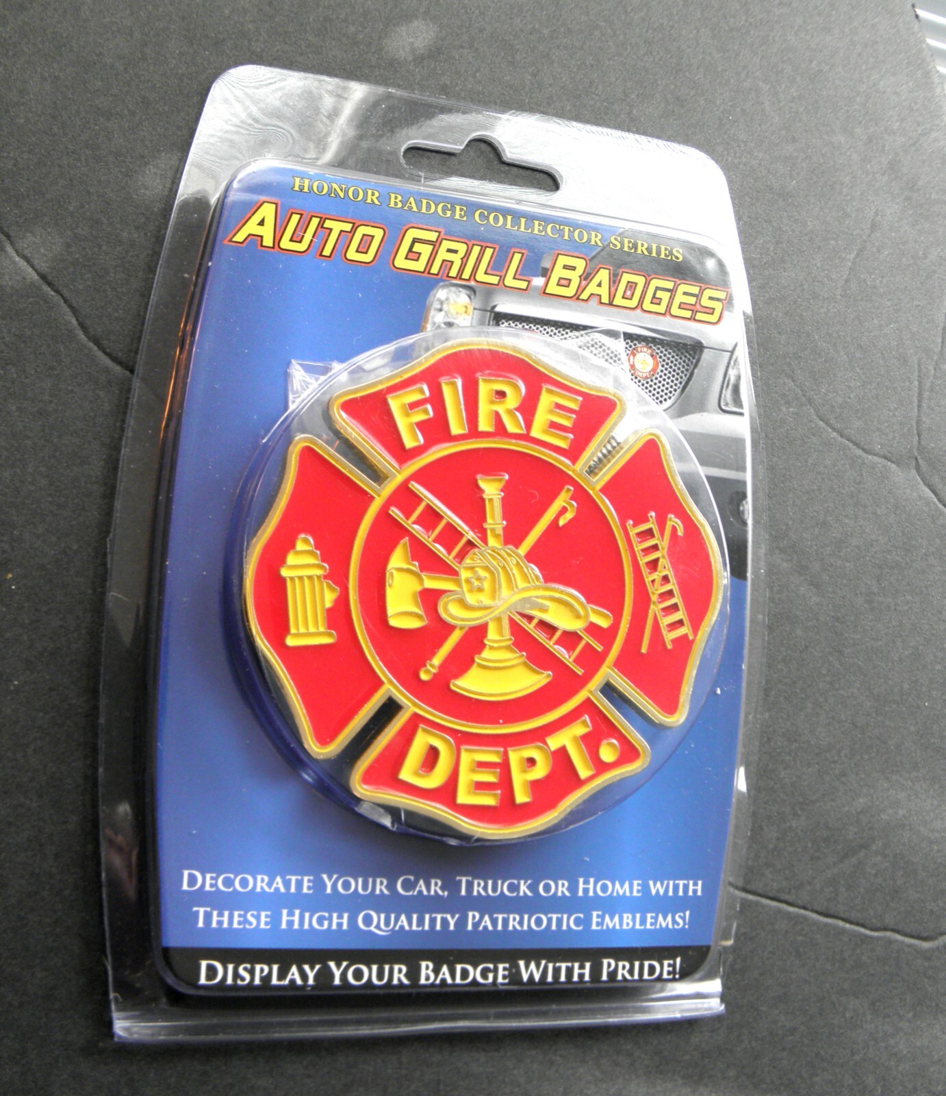 US FIRE FIGHTER DEPT CUT OUT MEDALLION CAR GRILLE GRILL EMBLEM 3.2 INCHES