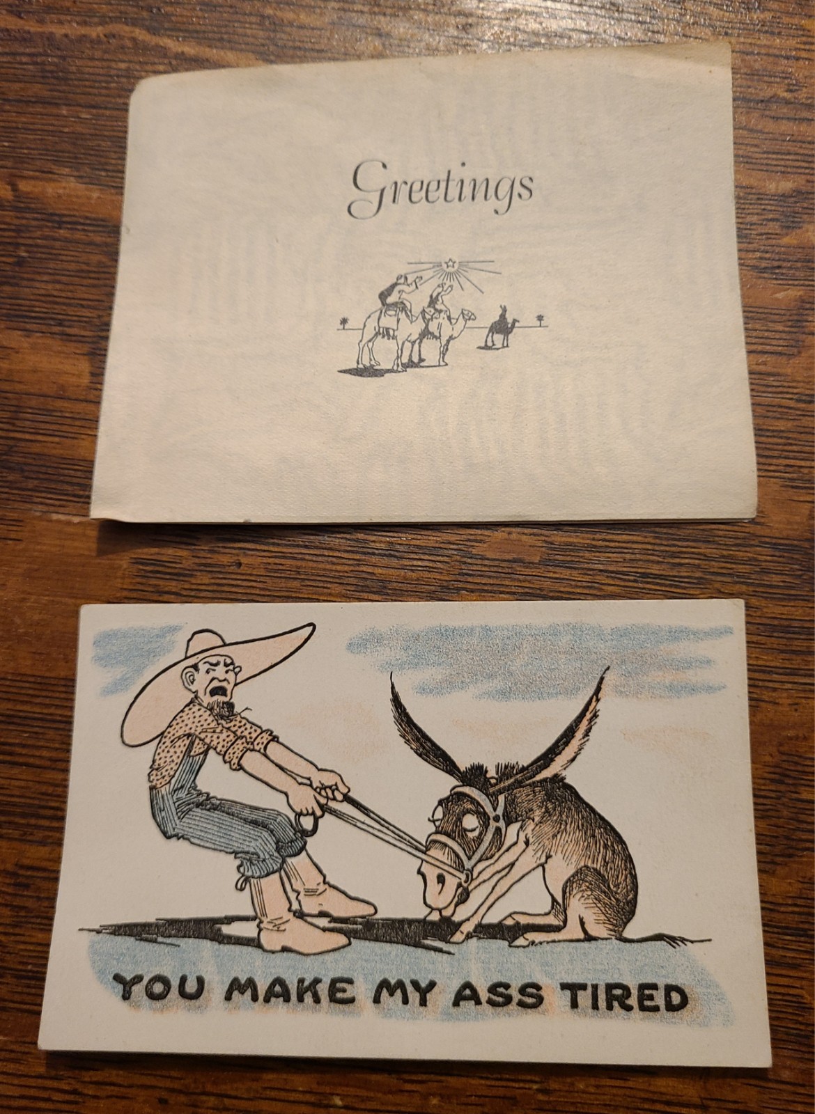 VTG 1930s Anti-FDR Satirical Christmas Card Set Political Tired Ass