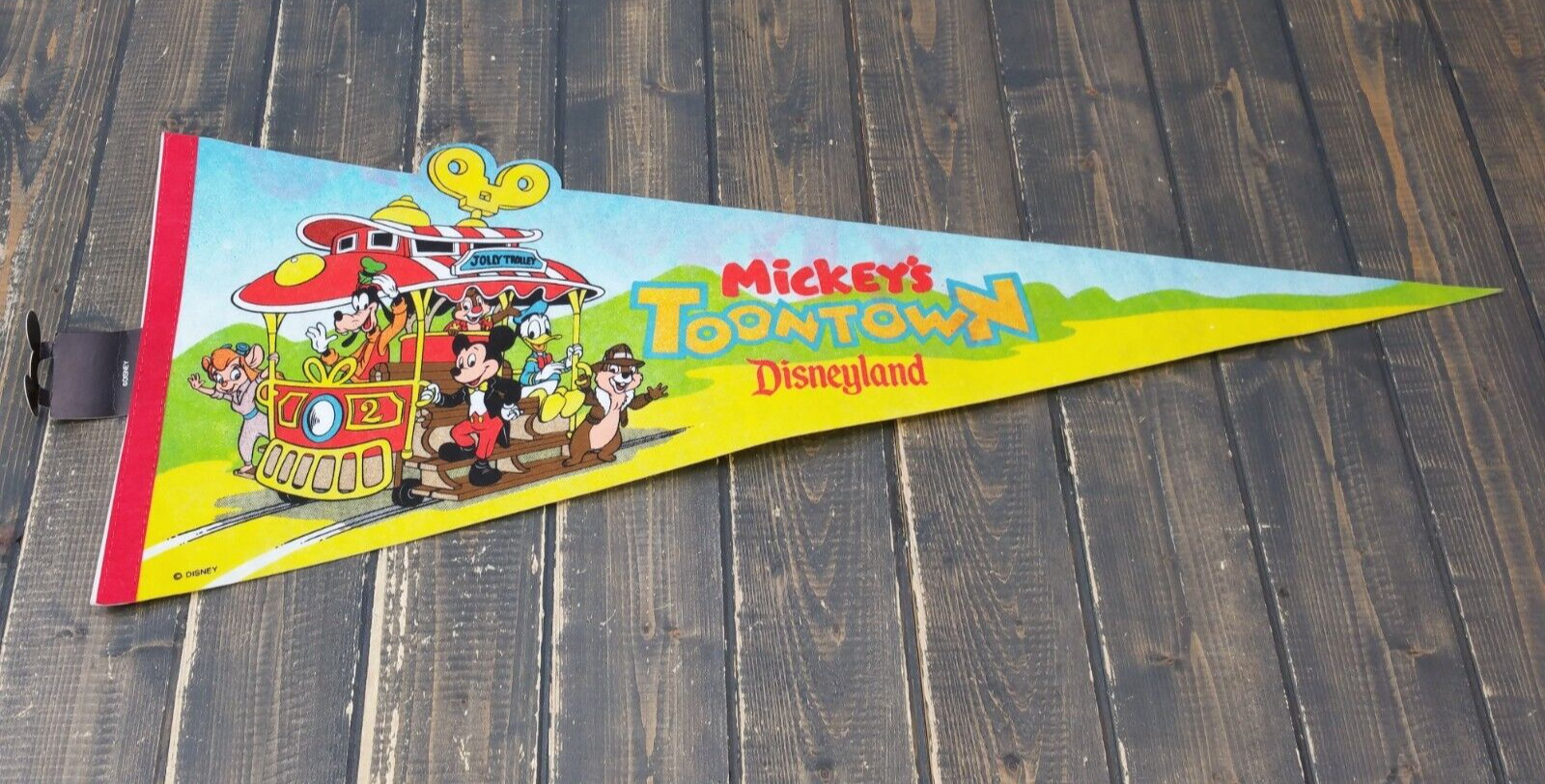 Vintage Walt Disney - Disneyland MICKEY'S TOONTOWN Gang Characters Pennant