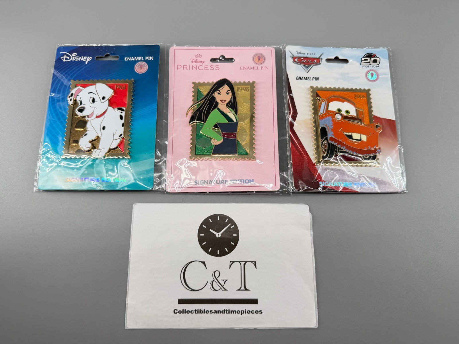 Pink A La Mode Disney Royal Stamp Wave 7 Pins - Mater, Rolly, and Mulan LE400 Pink A La Mode Disney Royal Stamp Wave 7 Pins - Mater, Rolly, and Mulan LE400