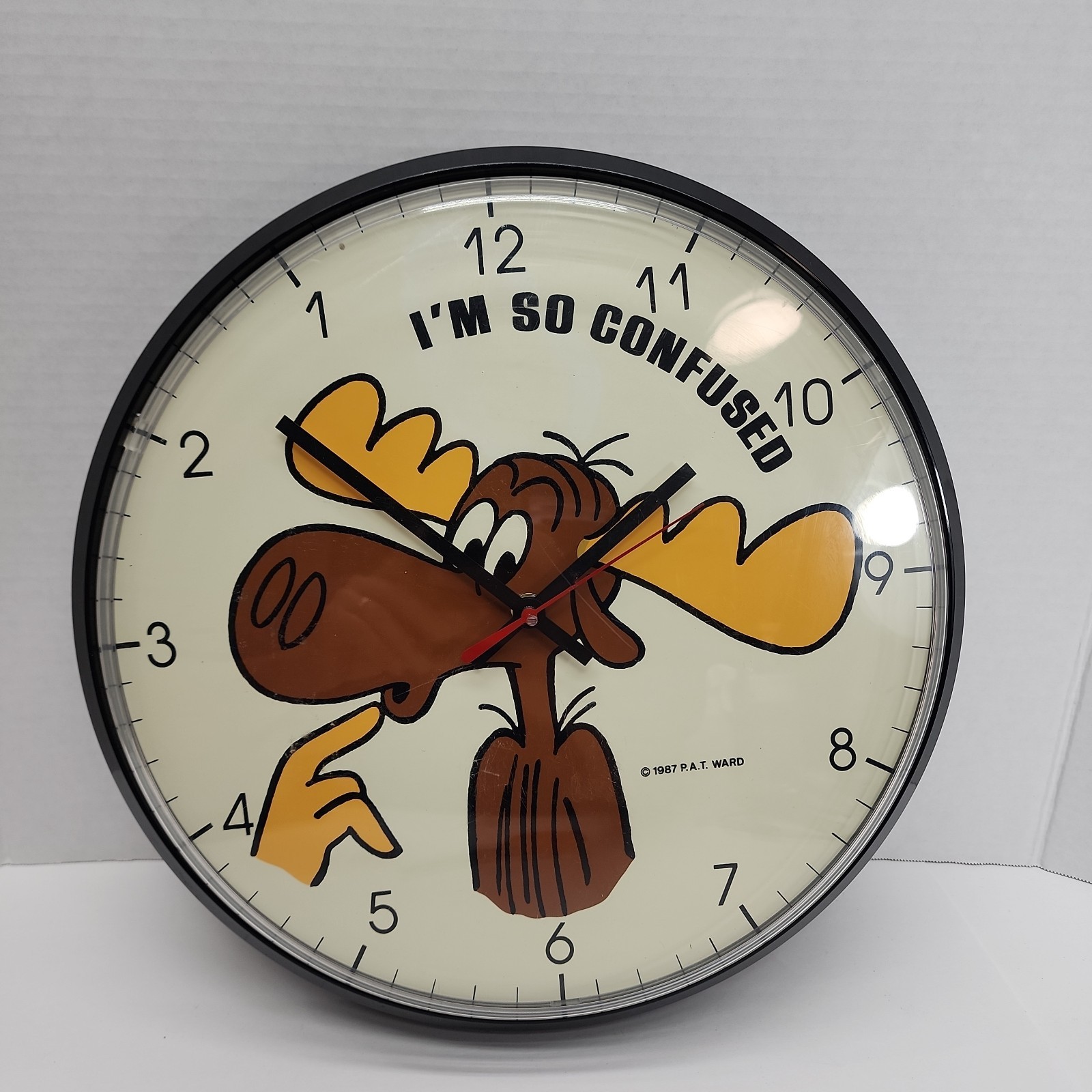 VERY RARE COLLECTIBLE Bullwinkle “I’m So Confused” Wall Clock, P.A.T. Ward 1987