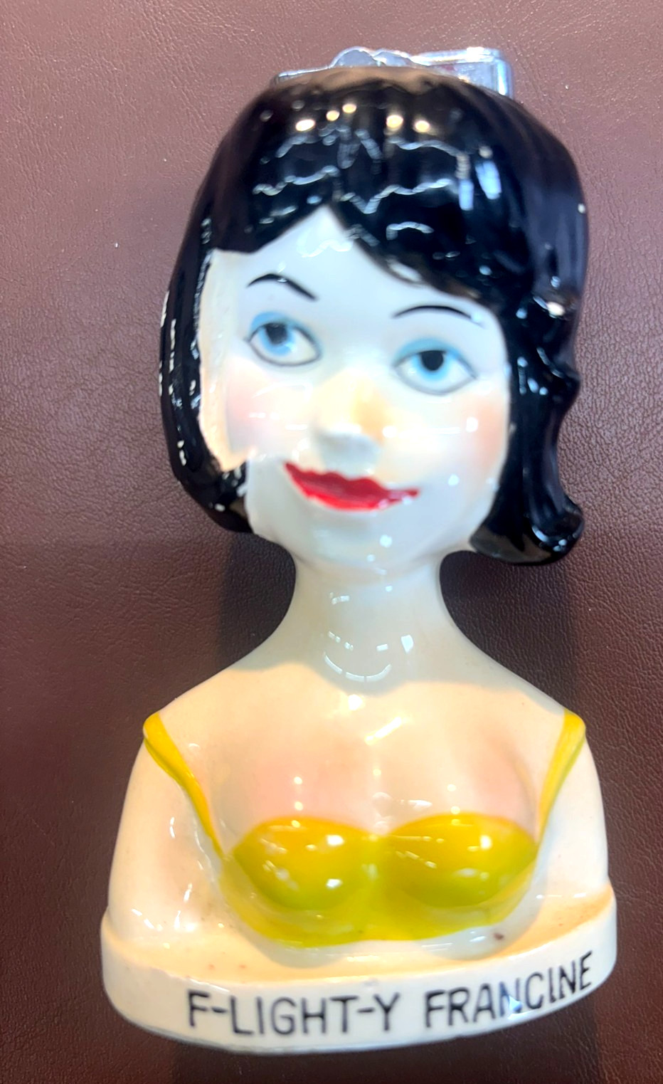 SCARCE VINTAGE 1966 FLIGHTY FRANCINE CIGARETTE LIGHTER JAPAN AIRPLANE STEWARDESS