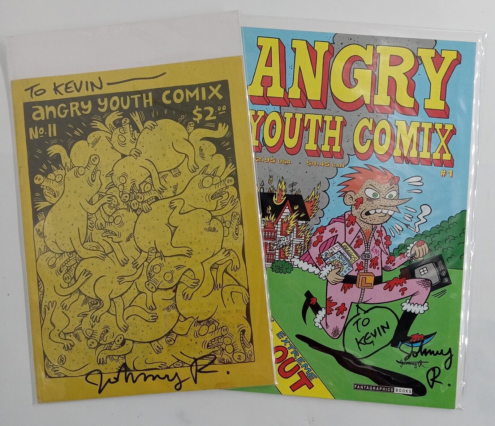 Angry Youth Comix Signed Rare Self Published Vol.1 #11 & AYC #1 by Johnny Ryan 