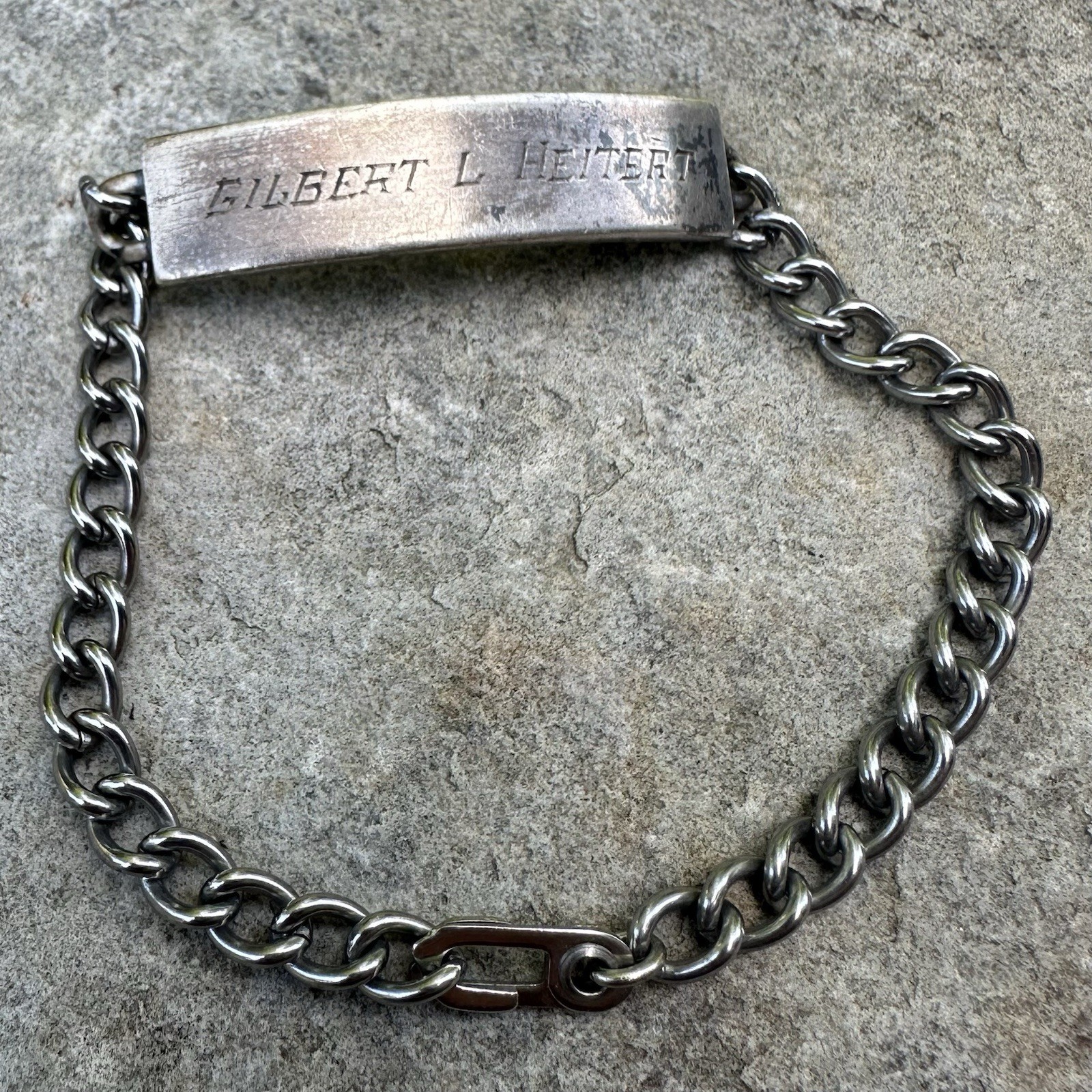 ORIGINAL WWII WW2 US Army Sterling Silver ID Bracelet Service Number - Repaired ORIGINAL WWII WW2 US Army Sterling Silver ID Bracelet Service Number - Repaired