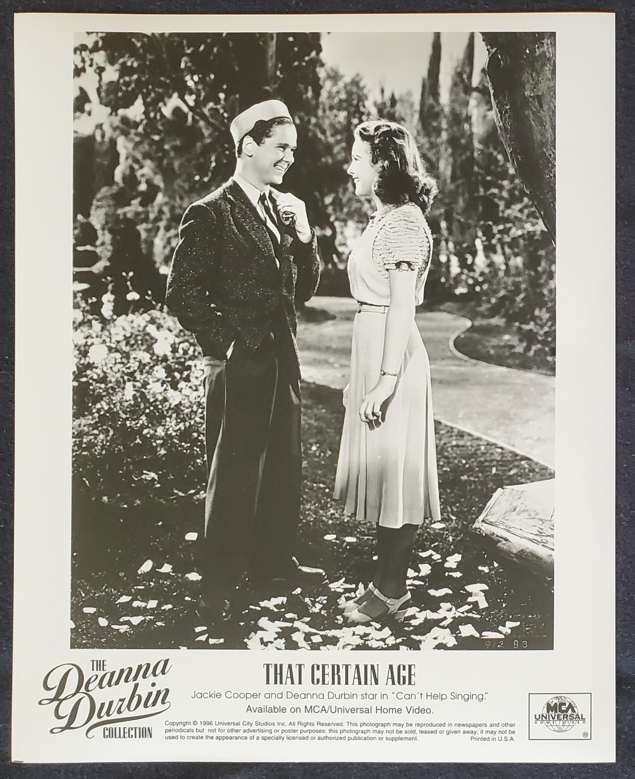 1940s Jackie Cooper  Deanna Durbin 1996 Universal Hollywood 8x10 PR Photograph