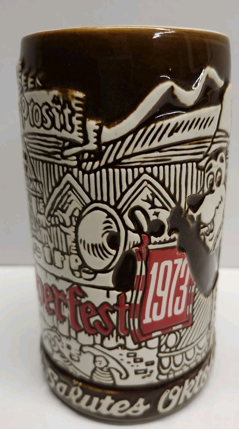 Vtg 1973 Hamm's Beer Salutes Oktoberfest Ceramic Stein Mug Ceramarte Brazil Bear