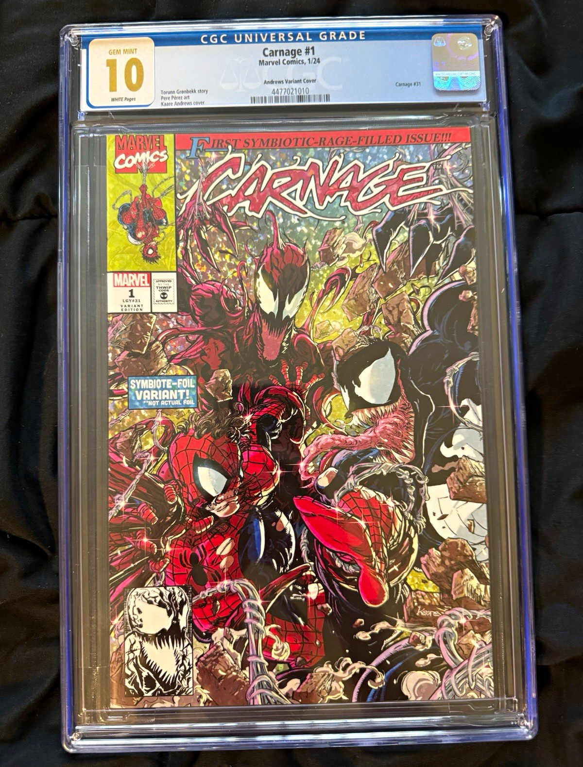 Marvel Carnage #1 Andrews Variant Cover 2024 CGC 10 Gem Mint Cert 4477021010