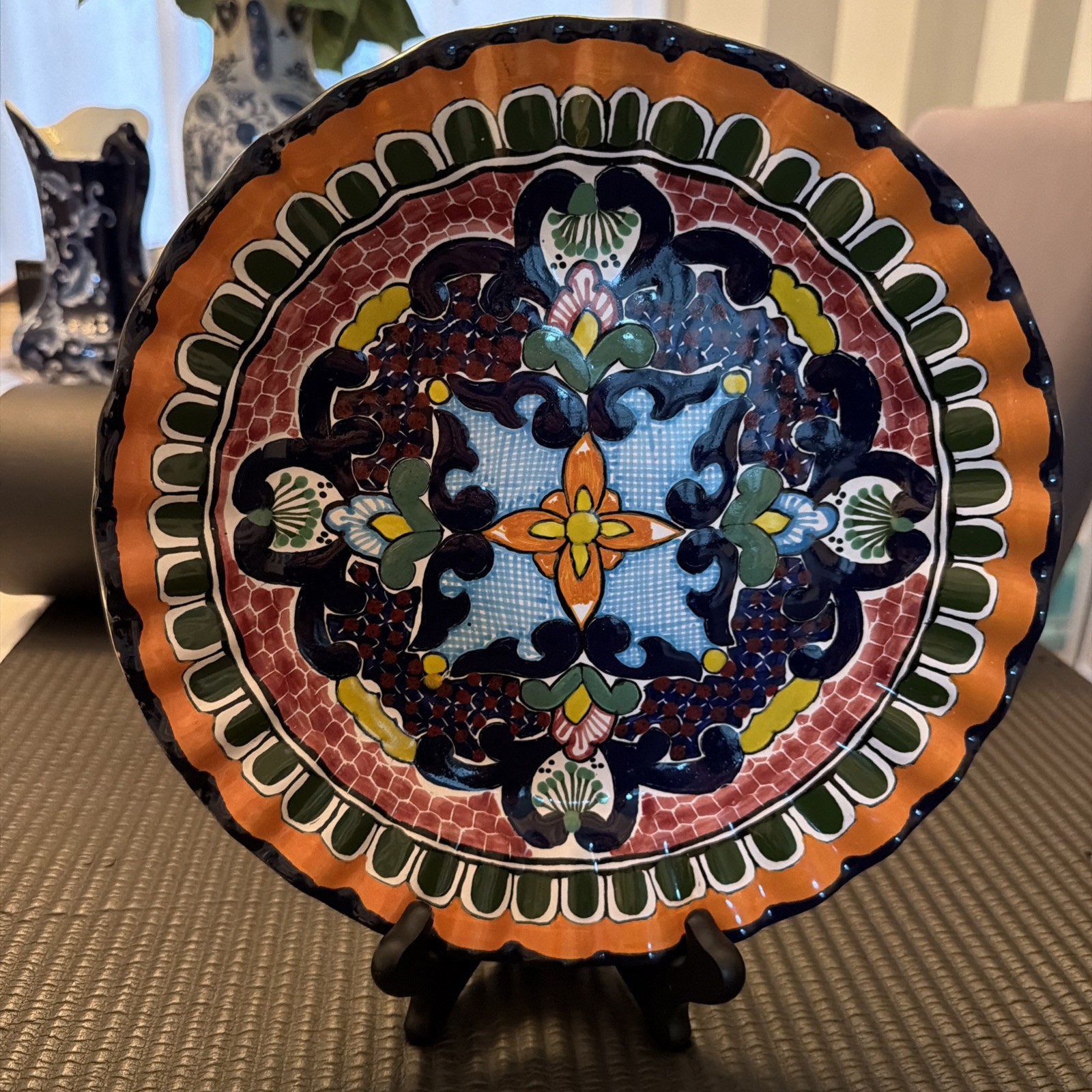 Talavera Signed Hernandez Puebla Mexico Pottery Wall Plate 10\