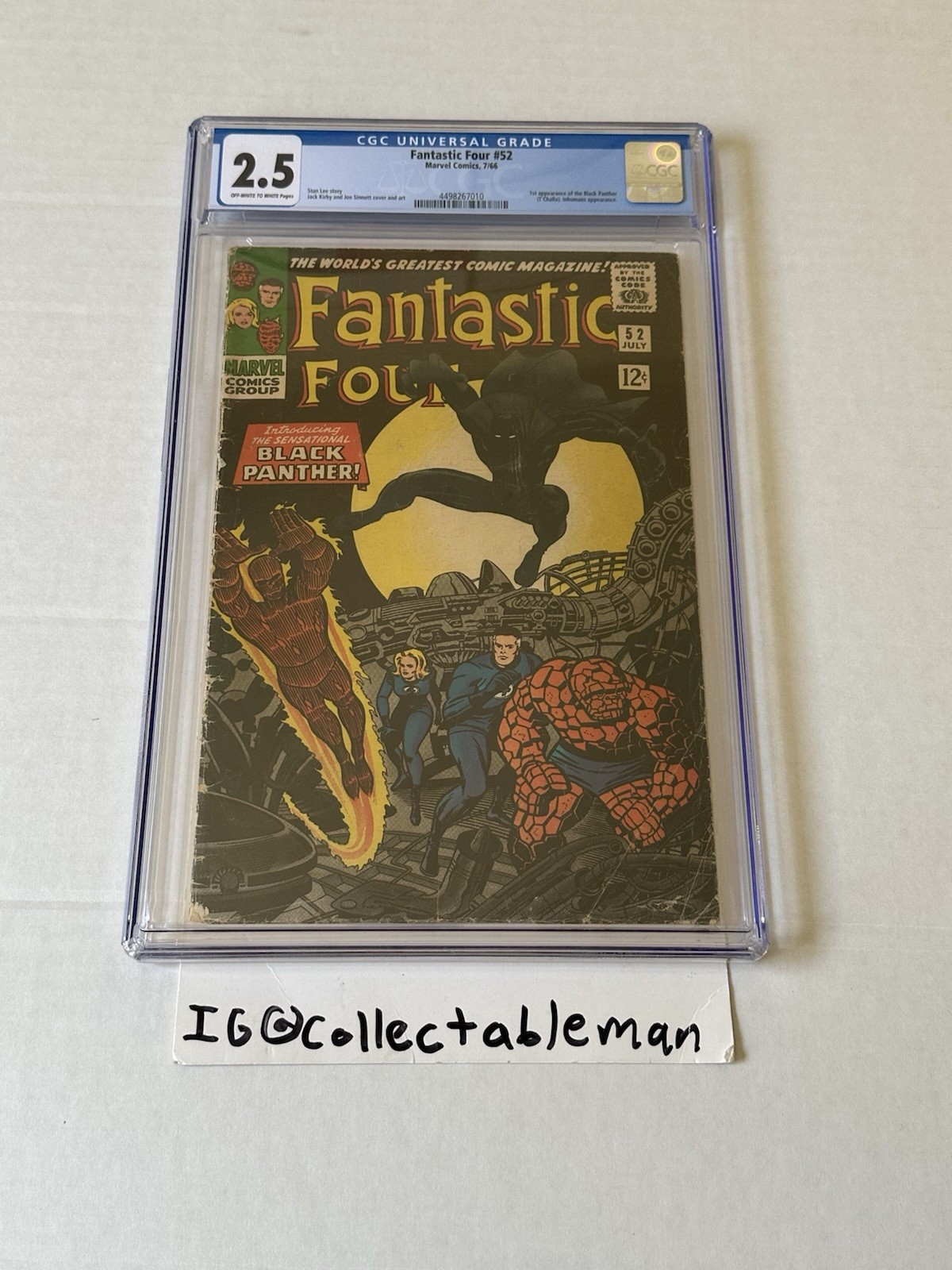 FANTASTIC FOUR #52 CGC 2.5 1st App Black Panther Silver Age Marvel 1966 Comic