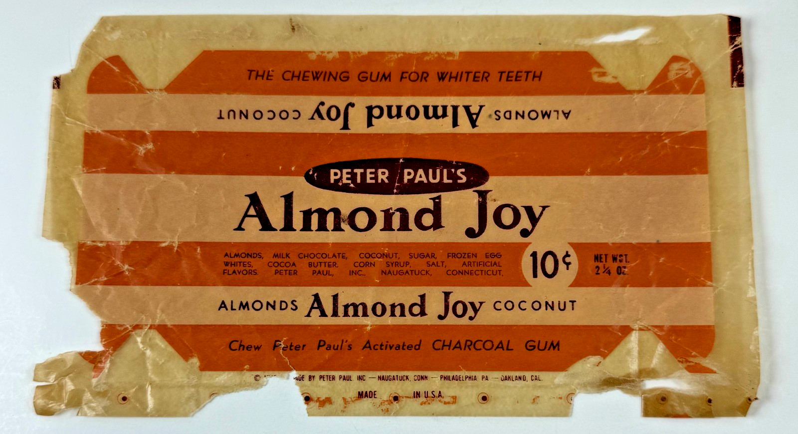 Old Vintage 10 cent Peter Paul Almond Joy CANDY BAR WRAPPER advertising food