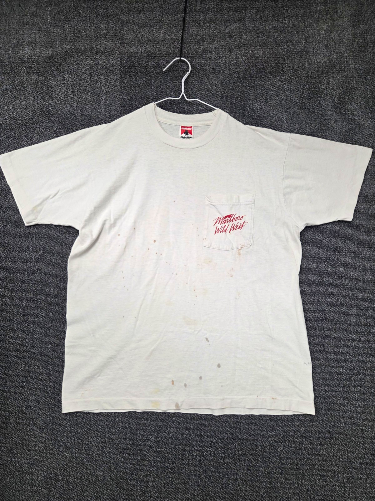 Marlboro Wild West Collection Pocket T-Shirt Cowboy Horse Graphic White USA Marlboro Wild West Collection Pocket T-Shirt Cowboy Horse Graphic White USA