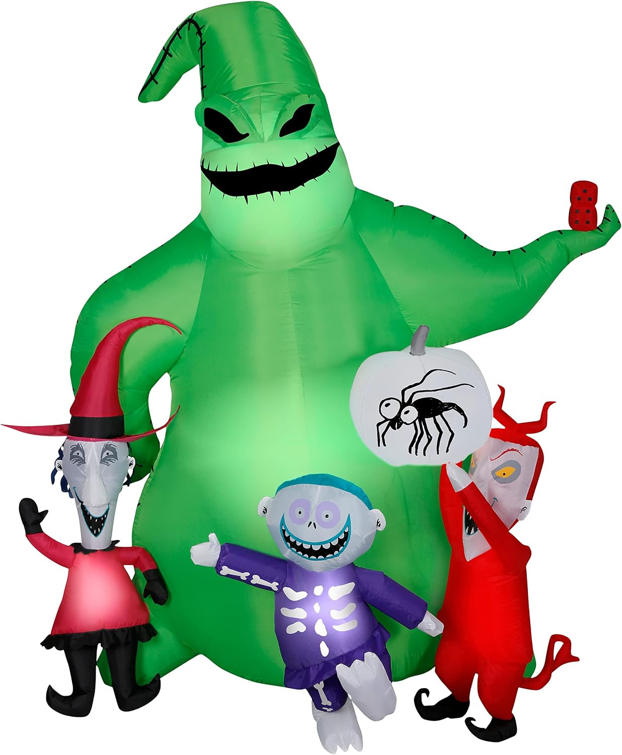 Gemmy Oogie Boogie Halloween Inflatable Scene, 7 Ft Tall Lighted Nightmare Befor