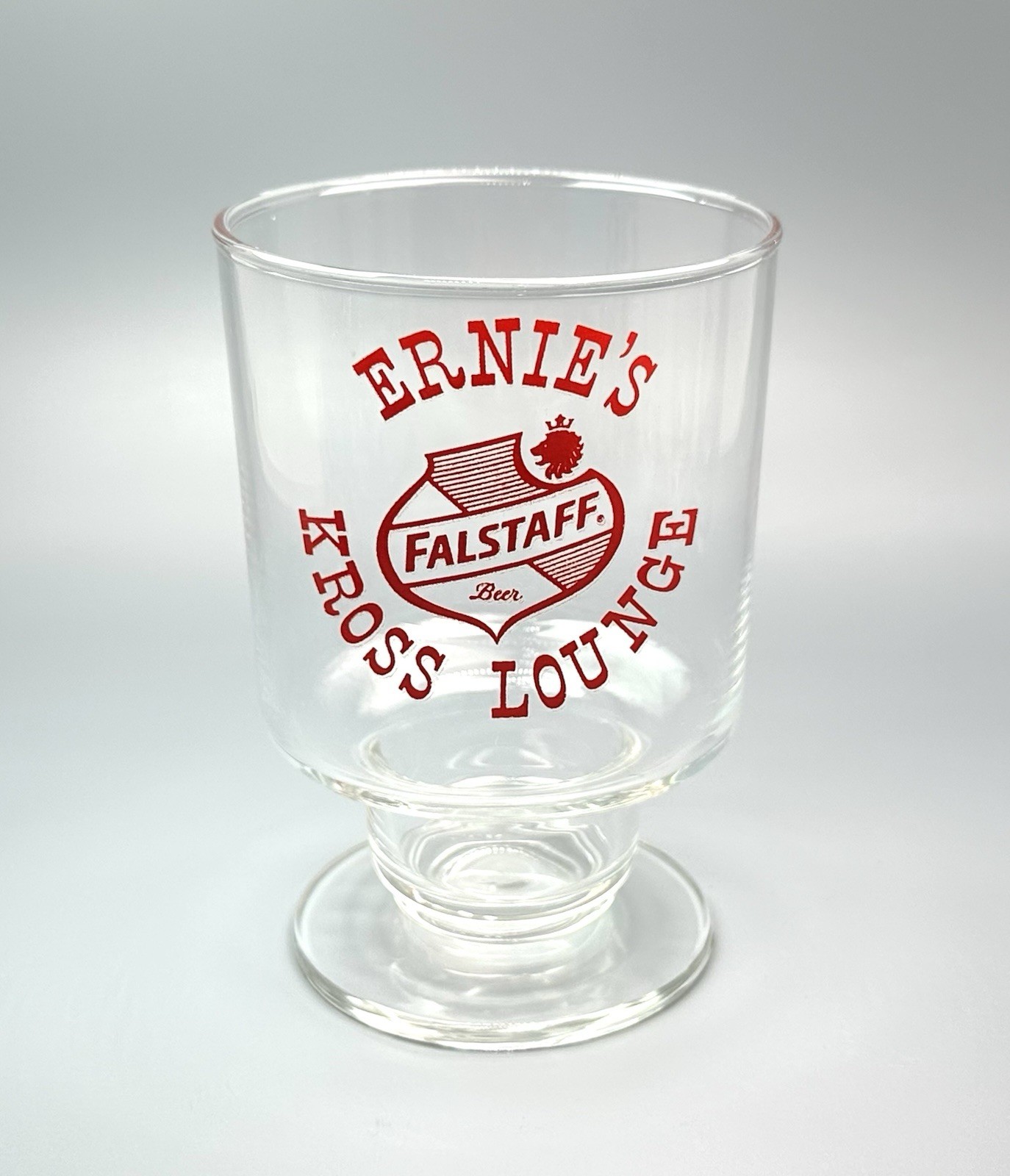 Falstaff Beer Glass Goblet / Vtg Barware Advertising / Ernies Kross Lounge Bar Falstaff Beer Glass Goblet / Vtg Barware Advertising / Ernies Kross Lounge Bar
