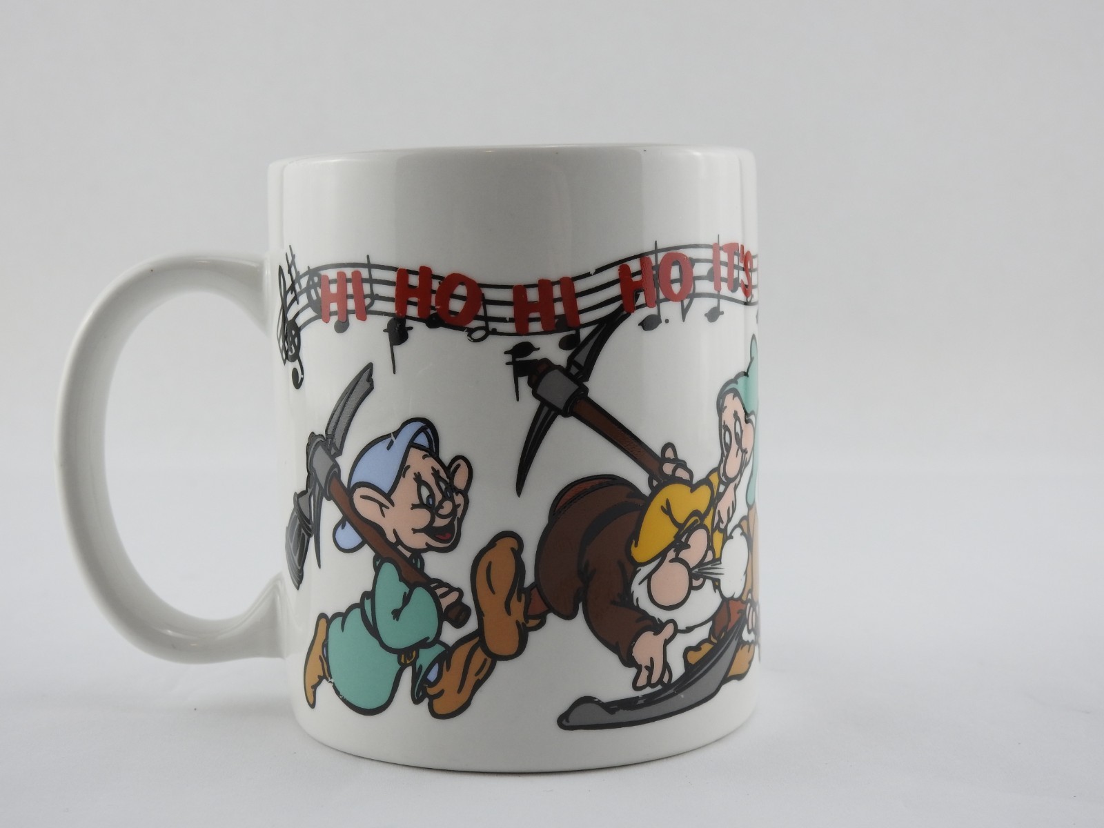 Disney Snow White Seven Dwarfs Hi Ho Mug Coffee Cup Vintage 1990s Cartoon Ceram