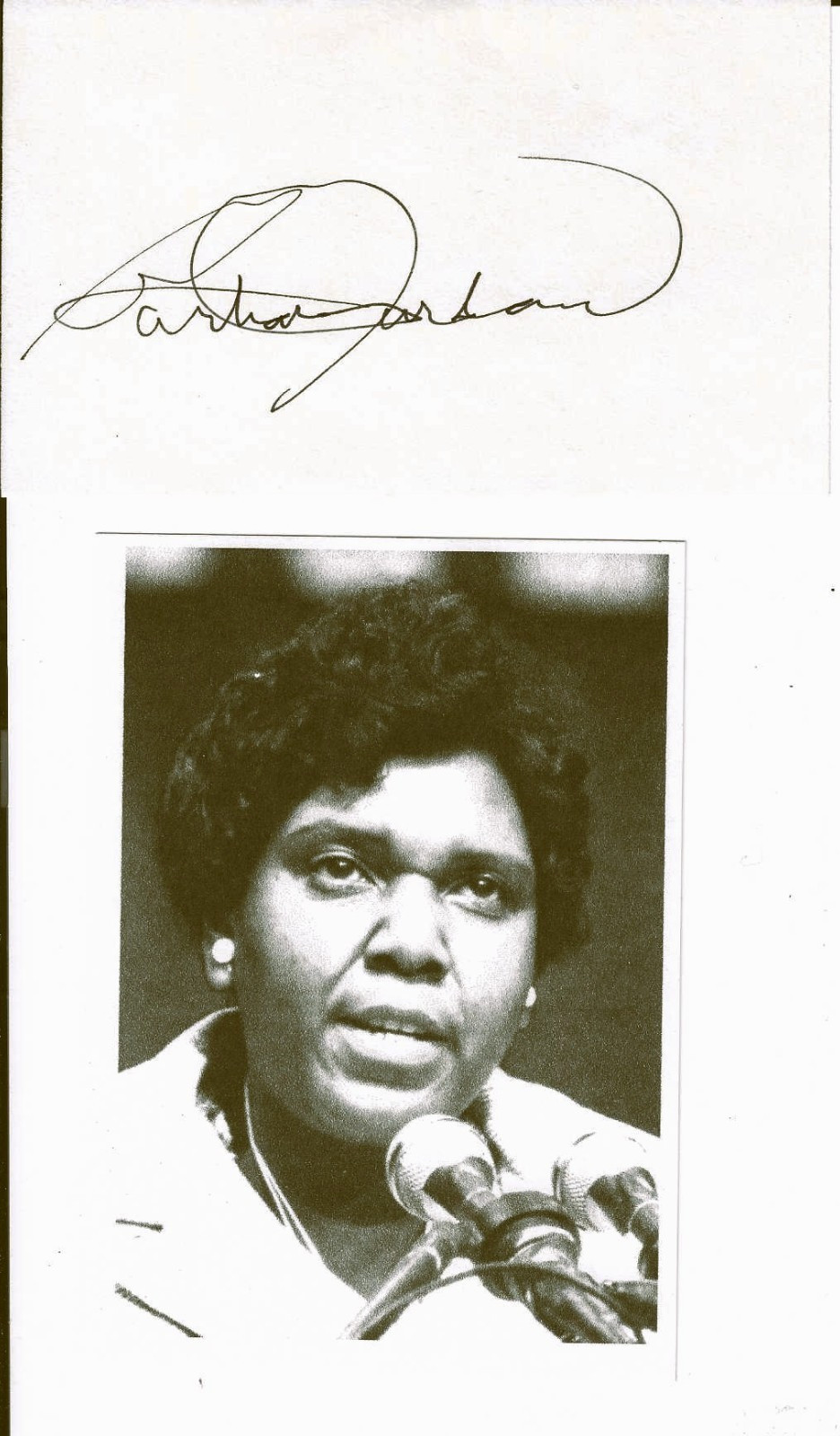 BARBARA JORDAN HAND SIGNED 5X3 NOTE CARD FIRST AFRICAN AMERICAN TEXAS SENATE COA