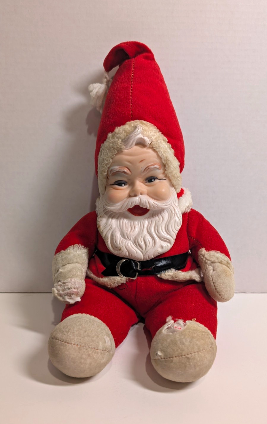 Vintage Rushton Santa Claus Rubber Face Plush Doll MCM 1950s Christmas TLC As Is