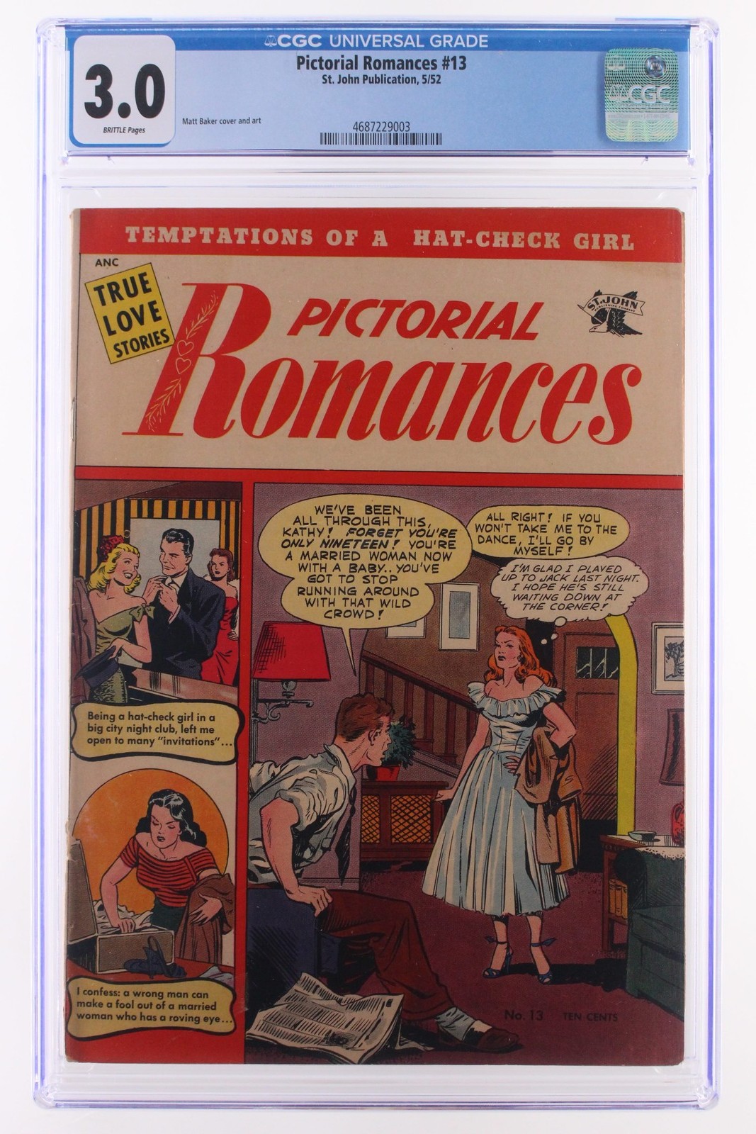 Pictorial Romances #13 - St. John Publication 1952 CGC 3.0