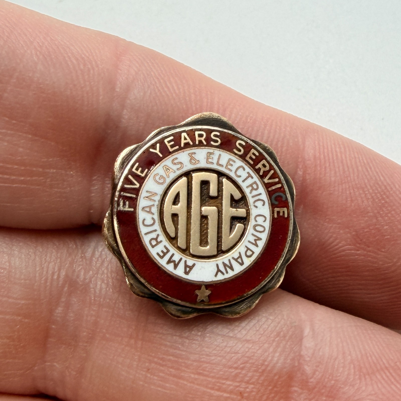 American Gas Electric Company 5 Years Service Lapel Pin Employee Marked 10k Gold American Gas Electric Company 5 Years Service Lapel Pin Employee Marked 10k Gold