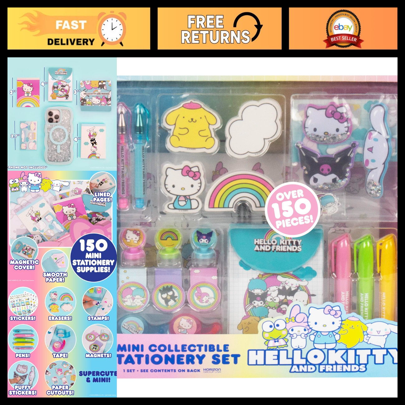 Kawaii Hello Kitty & Friends Stationery Set - Cute School & Office Supplies, Col