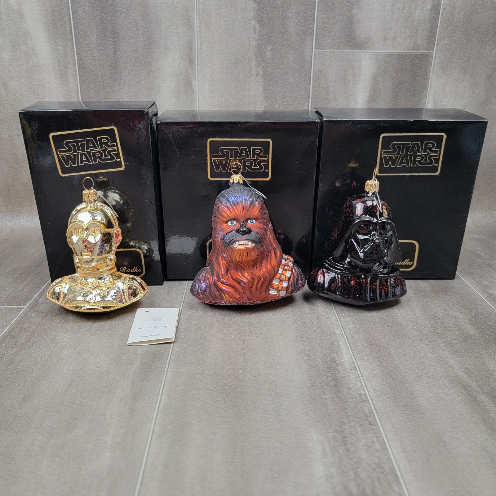 1998 Star Wars Christopher Radko Glass Ornaments Set Of 3 With Original Boxes 1998 Star Wars Christopher Radko Glass Ornaments Set Of 3 With Original Boxes