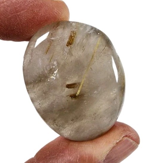 Rutilated Quartz Crystal Polished Smooth Stone 14.4 grams Brazil