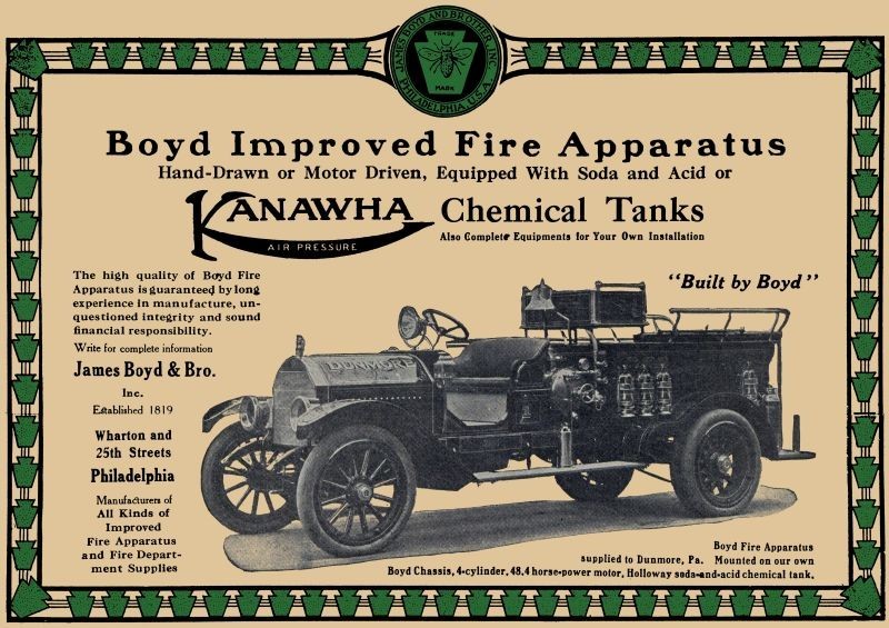 1913 Boyd Kanawha Fire Truck Dunmore, PA NEW USA Steel Sign: 24