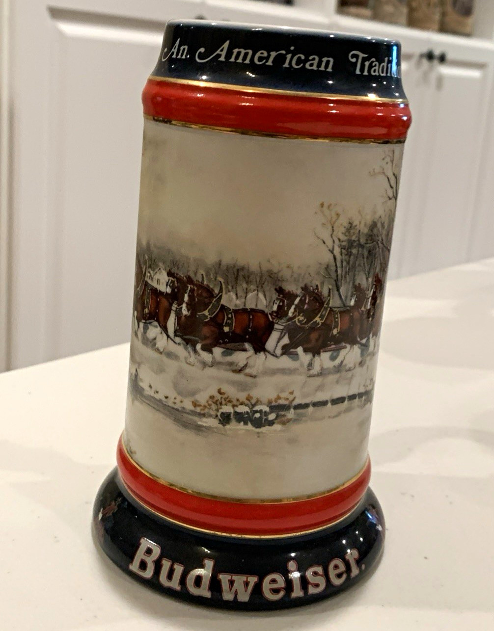 Budweiser 1990 Collector’s Series Beer Stein “An American Tradition” Clydesdales
