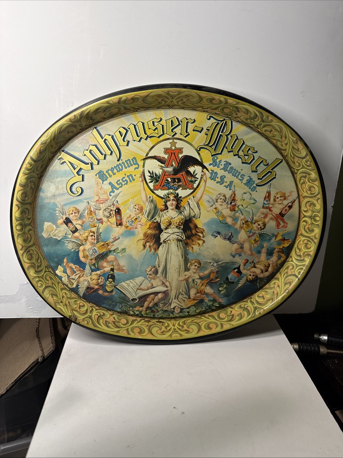 Anheuser-Busch Brewing Ass’n. St. Louis Collectible Tray - Adolphus Busch Cherub Anheuser-Busch Brewing Ass’n. St. Louis Collectible Tray - Adolphus Busch Cherub