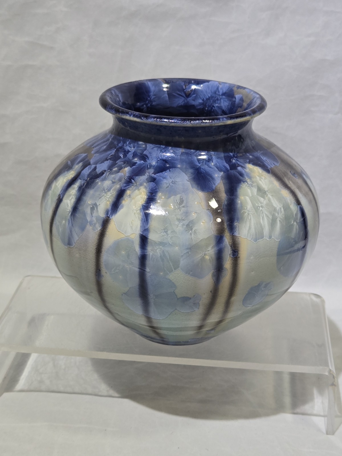 1995 Phil Morgan Seagrove NC Crystalline Glaze Studio Art Pottery Vase Signed 1995 Phil Morgan Seagrove NC Crystalline Glaze Studio Art Pottery Vase Signed