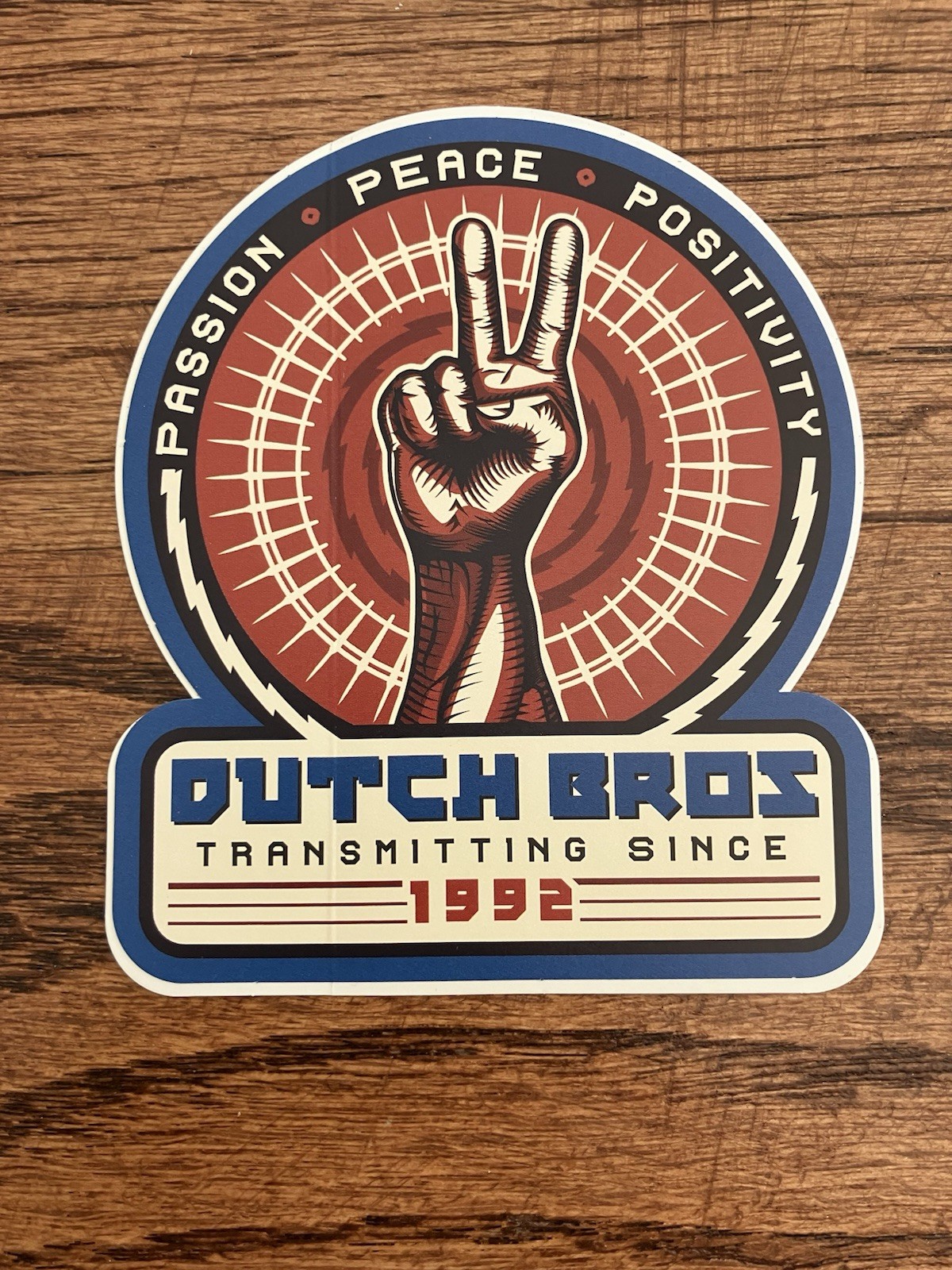 Dutch Bros Passion Peace Positivity Transmitting 1992 Sticker Vintage HTF Dutch Bros Passion Peace Positivity Transmitting 1992 Sticker Vintage HTF