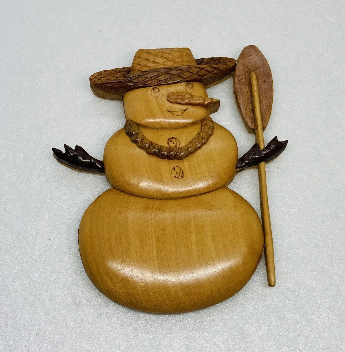 Vintage 1980s Solid Wood Snowman Fridge Magnet 5” Art Decor Ornamental 22 Vintage 1980s Solid Wood Snowman Fridge Magnet 5” Art Decor Ornamental 22