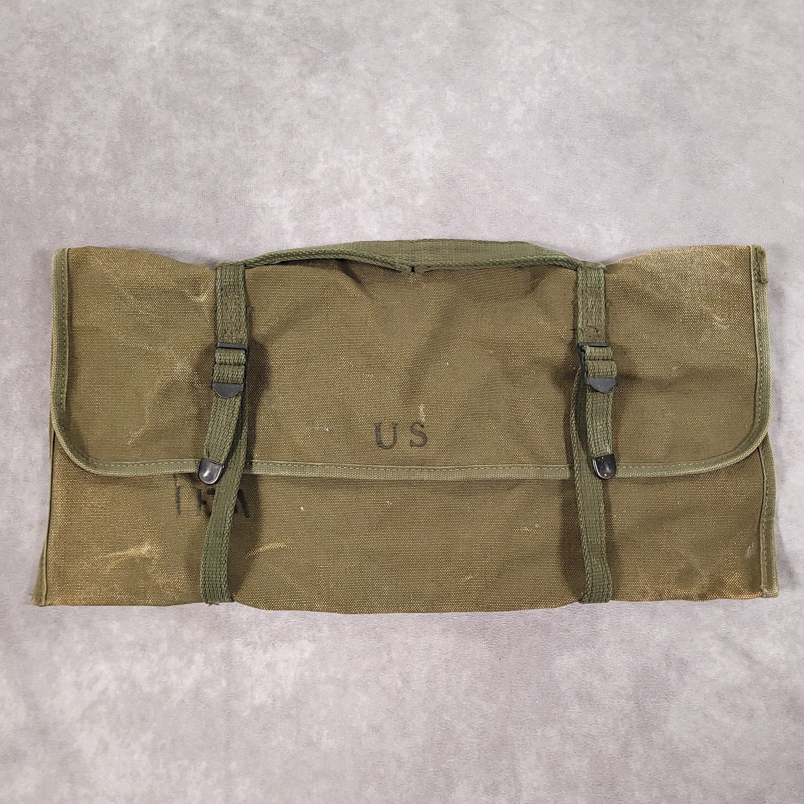 Vintage US Army Canvas Bag Tool Satchel Model 1921 Saddlers Blacksmiths OD Green