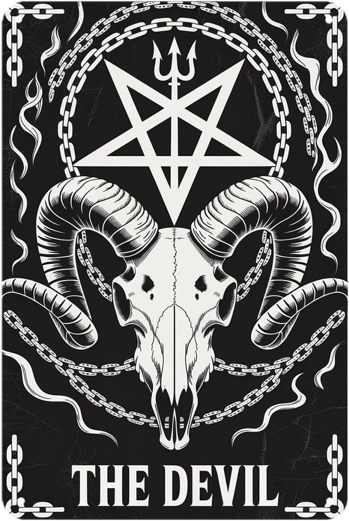 The Devil Skull Vintage Satanic Goat Tin Metal Signs Home Décor 8x12 The Devil Skull Vintage Satanic Goat Tin Metal Signs Home Décor 8x12