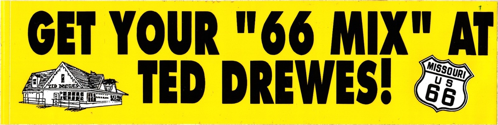 Vintage Ted Drewes Route 66 Bumper Sticker St Louis Missouri