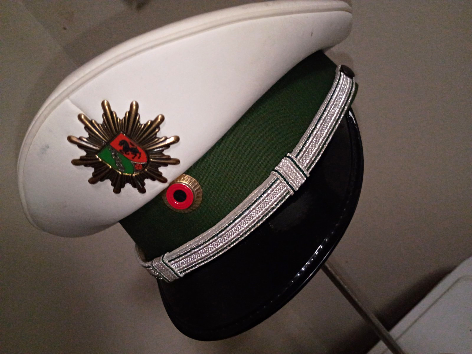 German Police Officers Visor Cap Ronsdorf by Pekuros White Hat Size 60