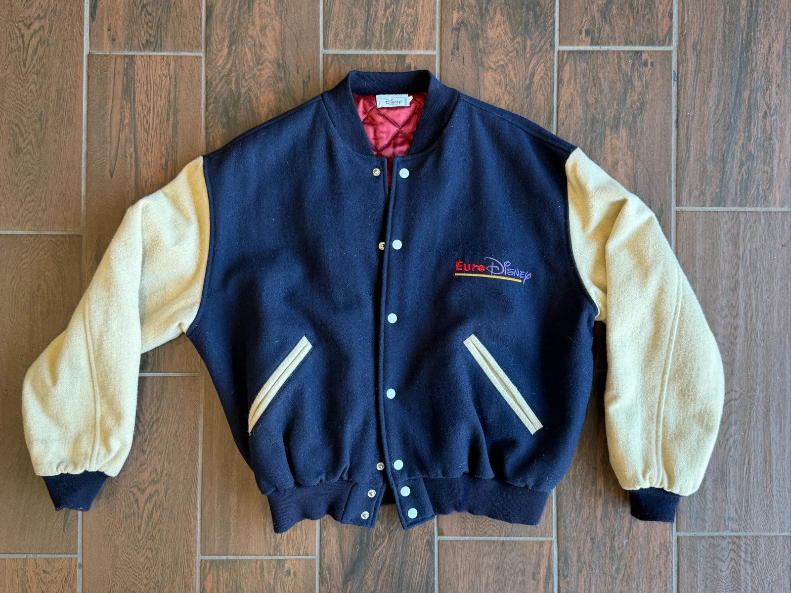 Vintage 1992 Euro Disney Opening Crew Varsity Jacket Disneyland Paris Mickey L