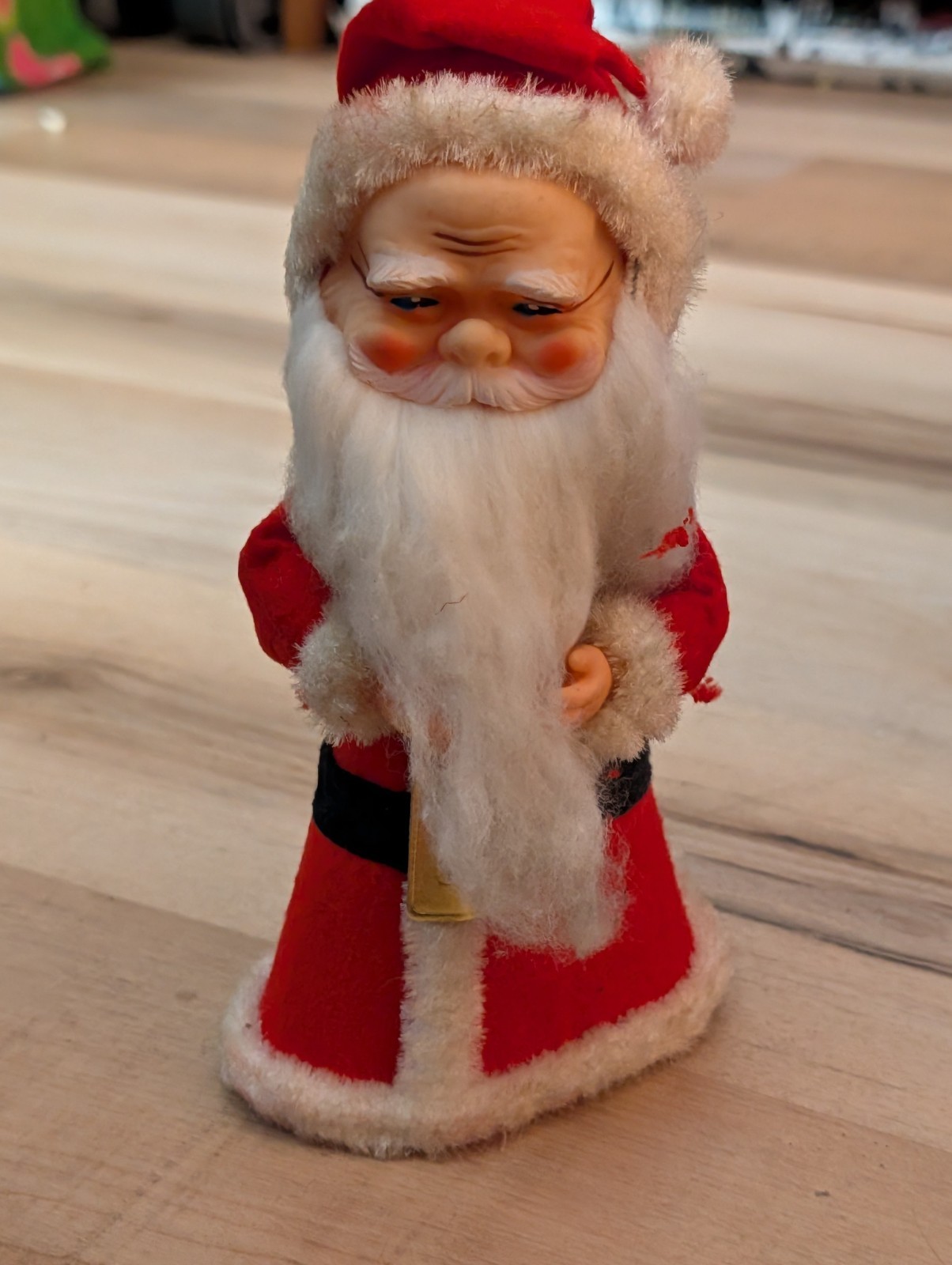 VTG 1950s Rubber Faced Santa Claus Doll Christmas Tree Topper Cardboard Cone