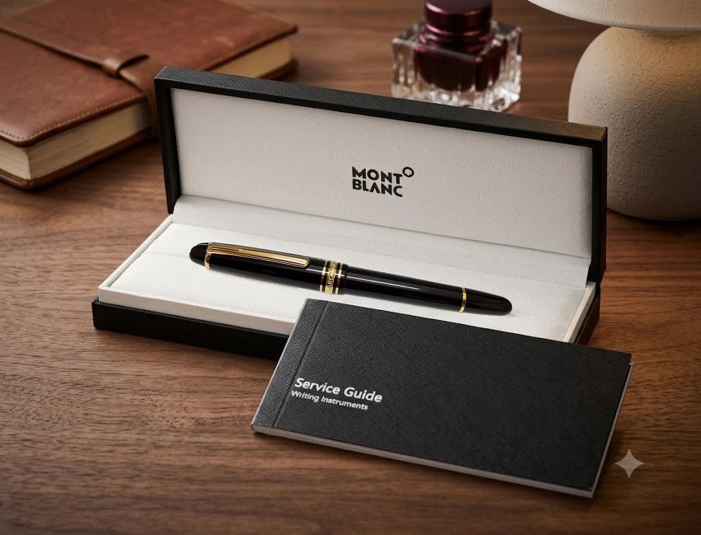 Mont.blanc Meisterstück Fountain Pen Black Gold Trim with Gift Box