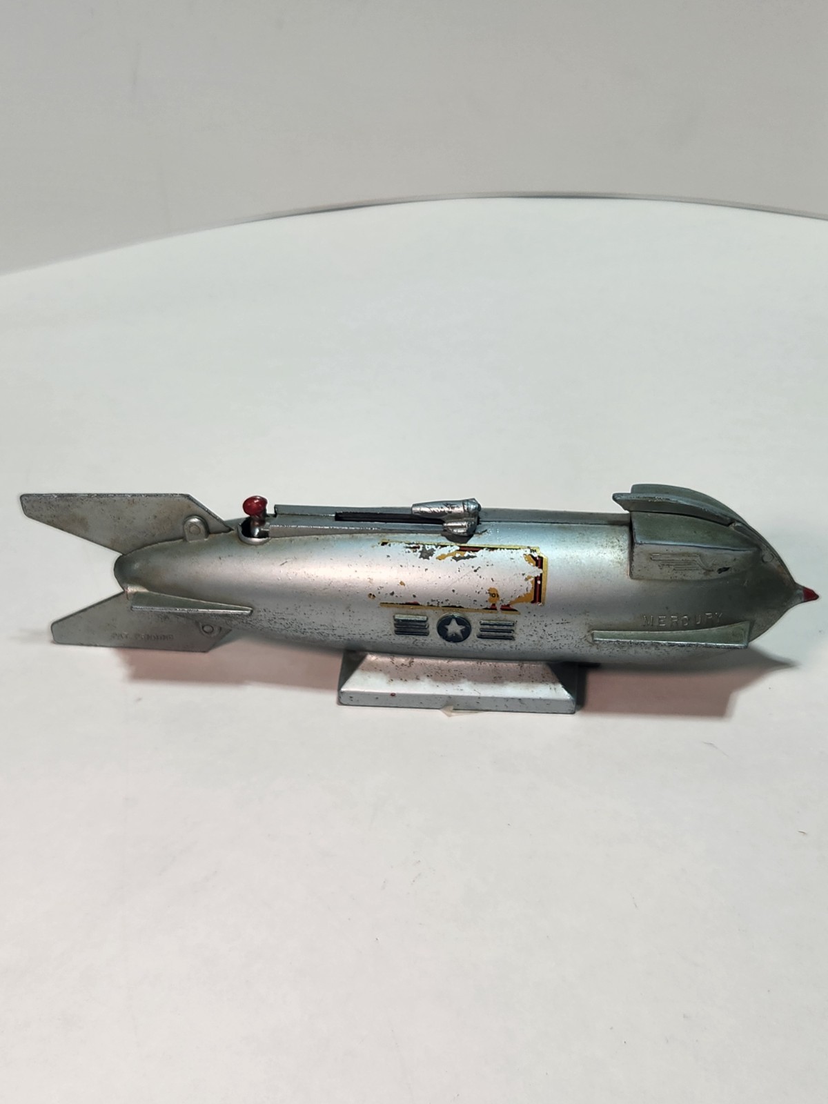 VTG 50s Mercury Rocket Mechanical Bank Metal No Key VTG 50s Mercury Rocket Mechanical Bank Metal No Key