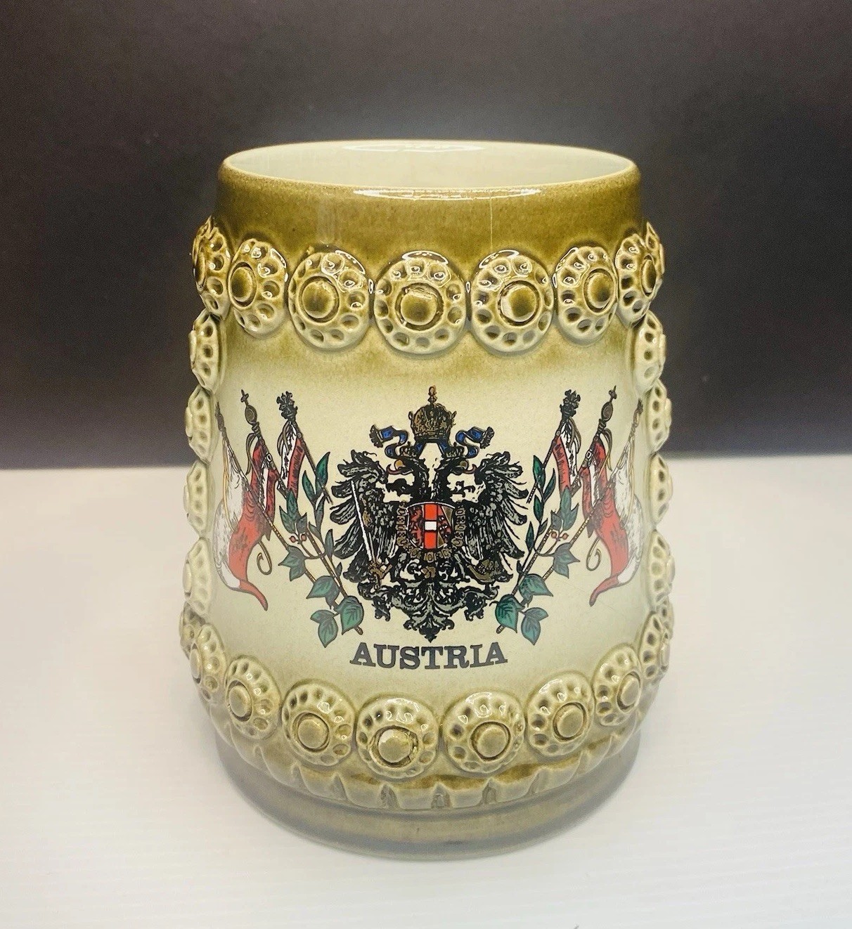 Original King Austria Beer Stein Mug #457 1/2 Liter Vintage Hand Painted No Lid