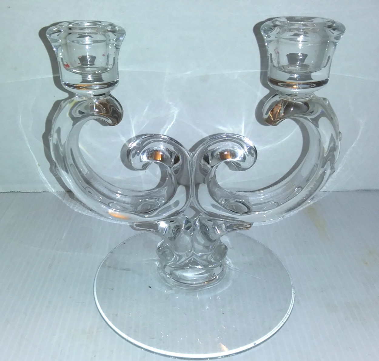 Vintage Fostoria Century Glass #2630 Double Arm Candle Holder 1950's Excellent Vintage Fostoria Century Glass #2630 Double Arm Candle Holder 1950's Excellent
