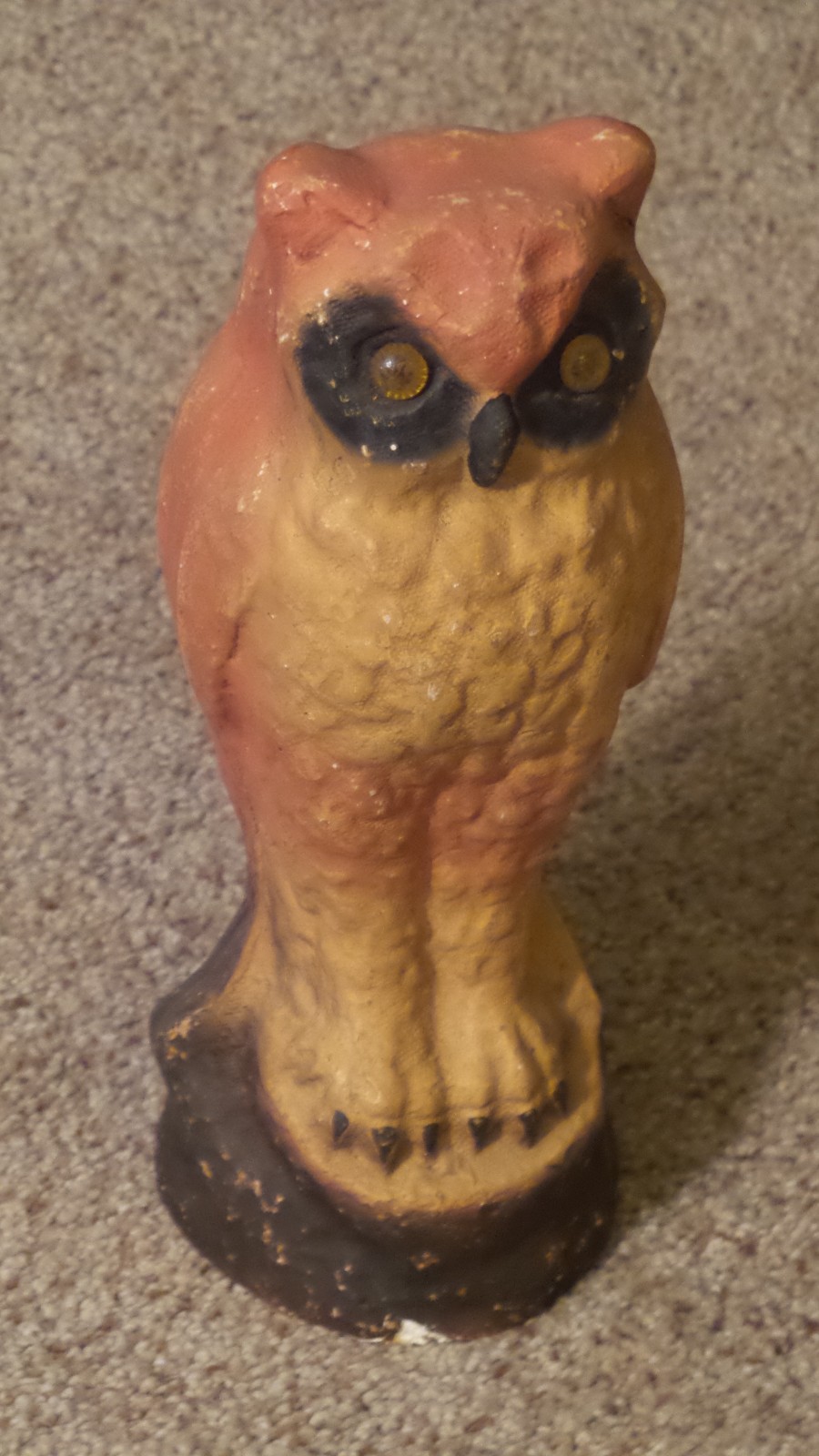 Antique Large Heavy Composition Owl with Original Glass Eyes Halloween ~RARE~ Antique Large Heavy Composition Owl with Original Glass Eyes Halloween ~RARE~
