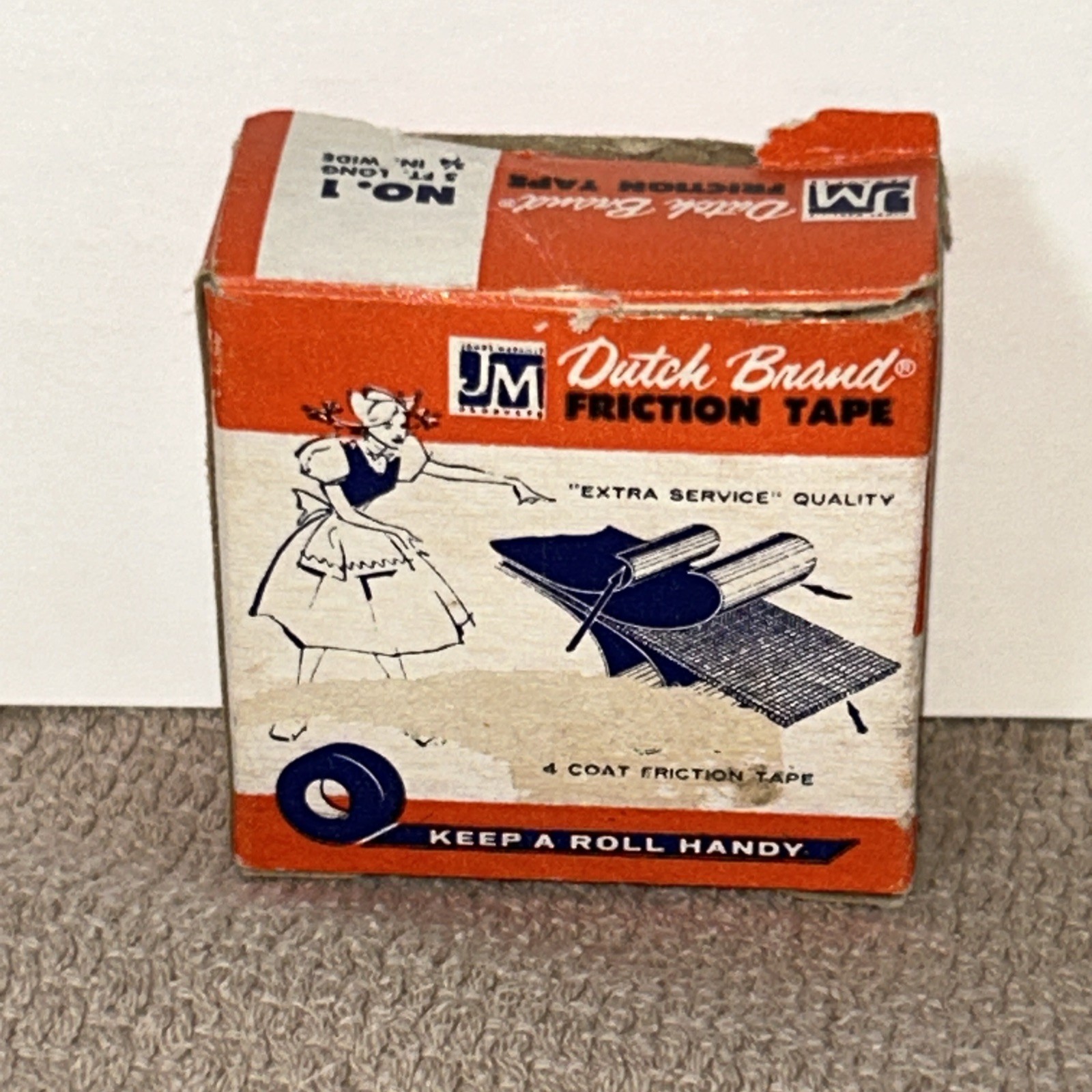 Vintage Dutch Brand Friction Tape No. 1, 5’ x .75 NOS Vintage Dutch Brand Friction Tape No. 1, 5’ x .75 NOS