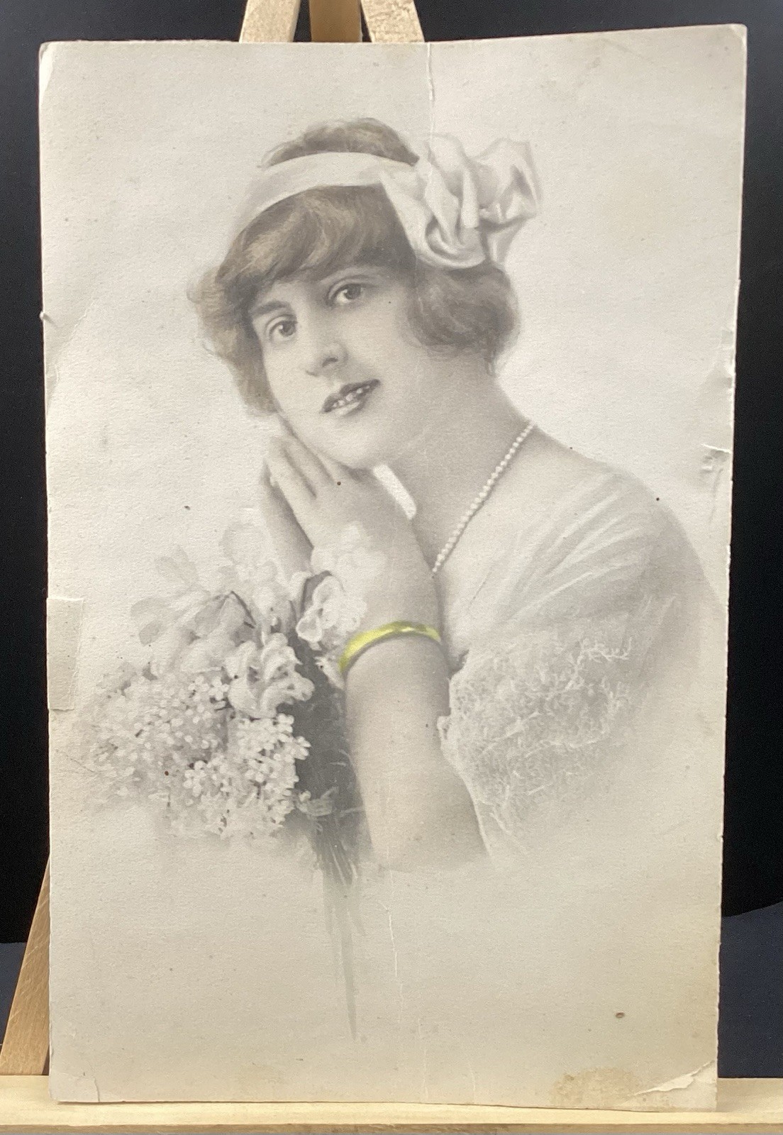 Victorian Lady Photograph B&W With Tinting Antique
